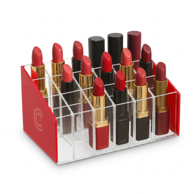 Picture of 24 Grid Acrylic Makeup Organizer Storage Box Cosmetic Box Lipstick Jewelry Box Case Holder Display Stand Make Up Organizer (CLEAR,Face)