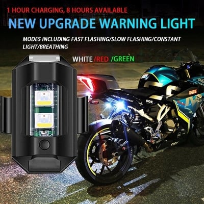 Picture of 7 Color Drone Strobe Light USB LED Anti-Collision Bike Tail/Model Aircraft Night Flying Mini Signal Flashing Warning Light (Multicolor) 