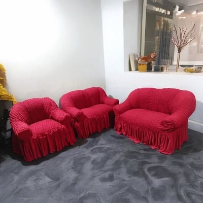 Picture of Maroon 2+2+1=5 Seat Sofa Cover Original Turkey Stretchable Fabric Spandex Elastic Sofa Cover maroon (Maroon)