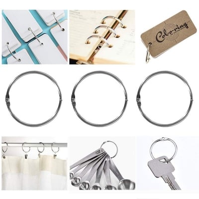 Picture of Binding Rings 1.5 inchi for Binding -DIY Scrapbook- Photo Album Metal Book Rings Binding Rings Hinged Ring Book Binder Split Key Rings 8 pcs (Silver)
