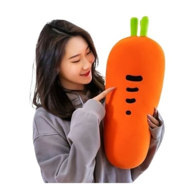 Picture of Carrot Shaped Soft Stuffed Toy Huggable Long Pillow (Orange)