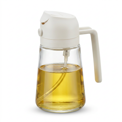 Picture of 2 in 1 Oil Sprayer for Cooking, 16oz/500ml Glass Oil Spray Bottle with Pourer, Food-grade Oil Dispenser (White)