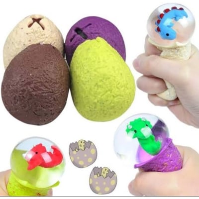 Picture of 3 PCS Dinosaur Egg Stress Balls for Kids Toddler and Adult, Dinosaur Sensory Balls for Boys Girls and Adults Summer Birthday Dino Party Favor 