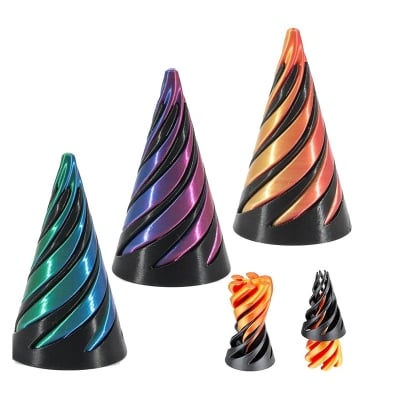 Picture of 1pcs Impossible Cone, 3D Printed Spiral Fidget Toys Spiral Cone Fidget Toy Impossible Pyramid Passthrough Sculpture, Mini Cones Pass Through Pyramid Fidget Toy Mini Stress Relief Desk Toy (Multicolor)