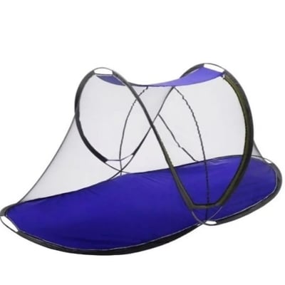 Picture of Self standing Pop-up Mosquito net with Metal stand for 1 person double gate portable mosquito net moshari FREE CARRY BAG (Blue)