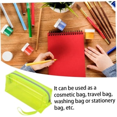 Picture of 1 PCS Clear Pencil Bag PVC Large Pencil Case Zippered Waterproof Stationery Pouch for Students Transparent Pen Bag,Storage Products (CLEAR)