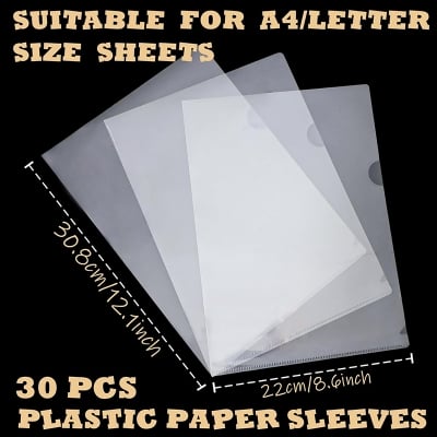 Picture of 5 Pcs Clear Plastic Document File Folder,Plastic File Jacket Sleeves Transparent Jacket Clear Folder A4 File (CLEAR)