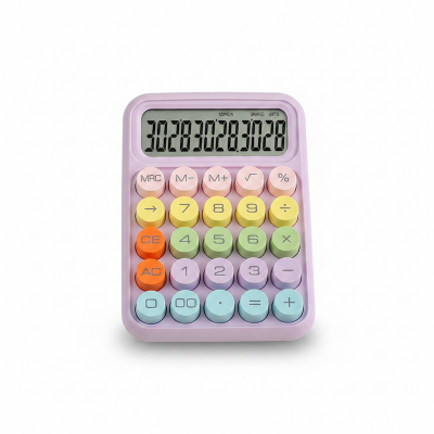 Picture of Mechanical Calculator 12 Digits Large Display Mechanical Dot Keyboard Button Large School & Office Stationery mechanical keyboard calculator Student exam dedicated portable computer 12-digit large screen calculator (Multicolor)