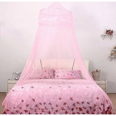 Picture of Dome Hanging Mosquito Tent, Princess Bed Mesh Tent Fine Density, No Opening Suitable for Suspension Lift (Pink) (Pink)