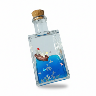 Picture of Acrylic Desktop Decoration Black Liquid Wave Pirate Cruise Ship Fluid Drift Bottle Relaxing Toy Drifting Bottle Floating Boat Ornament Decompression Toy Birthday Gift Home Desktop (Blue)