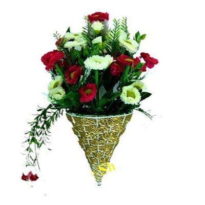 Picture of Wall Hanging Artificial Flower With Iron Tob Or Basket 12Inc Long For home office decore (Multicolor)