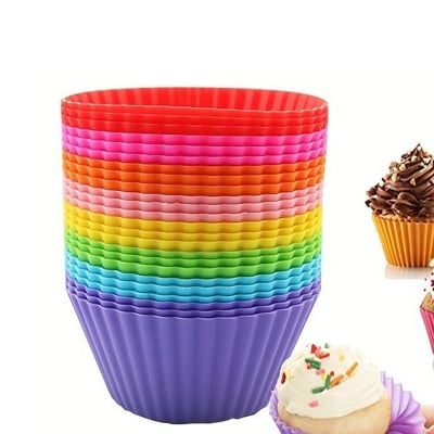 Picture of 4/7 Pcs Silicon Cup Cake Molds / Silicone Cupcake Moulds Reusable Nonstick Heat Resistant Baking Cups (Multicolor 4 Pcs)