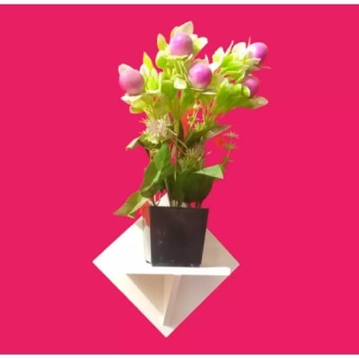 Picture of Wall Hanging Flower Vase 1/2/3 Pcs Adhesive Wall Shelf without Flower For Home. Alternative Wooden Single Wall Self-Punch Free For Wall Decor (Multicolor 1 Pcs)