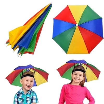 Picture of 1 PCS Adjustable Rainbow Umbrella Hat: Sun and Rain Protection for Kids (Rainbow)