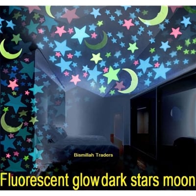 Picture of Stars Moons Glow 10 Pcs radium In The Dark Luminous For Kids Room Living Room Wall Decal Home Decor Poster (Multicolor)