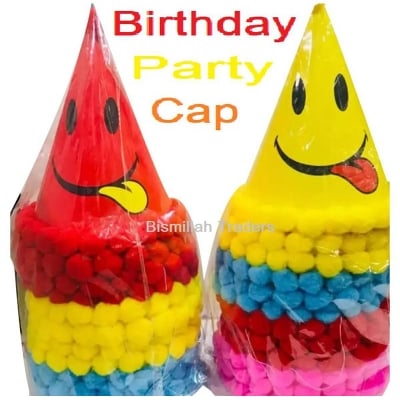 Picture of Birthday Caps 4/10 pcs Party hat  Emoji Expression Party Hats Birthday Party Smiley Birthady Hat Paper caps Smiley Birthday Cap (Multicolor 10 Pcs)