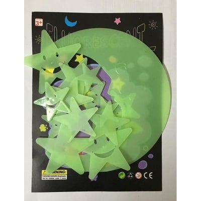Picture of Night Glow Fluorescent Moon Stars 15 pcs pack (Fluorescent Green)