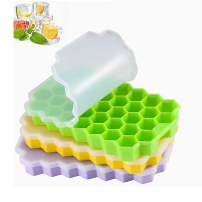 Picture of Soft Silicon Ice tray with Safety cover china (Multicolor,8 inch)