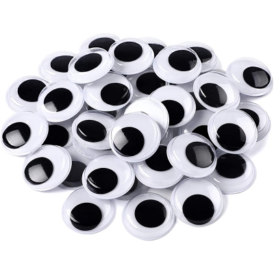 Picture of 50 pcs Wiggle Eyes Black White Googly Eyes for DIY Crafts Decoration (20mm) (Black)