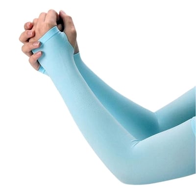Picture of Hand Cover Arm to Sunscreen Blue/black Stretched China Skinny Fit Arm Sleeves (Black,Int: One size)