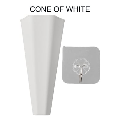 Picture of Wall Vases Planter 1/2/3 pcs Hanging cone Flower Pot with sticky hook White Vase Hanging Pot Without Hole Planters Plastic Wall Plant Pot Pot Wall Pot Flower Pot for Succulents Home Office Garden (White 1 Pcs)