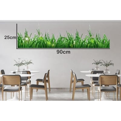 Picture of Green Grass Design Printed Self-Adhesive Vinyl Wall Sticker Baseboard Stickers for Living Room| Kids Room| Wall Decor (Green)