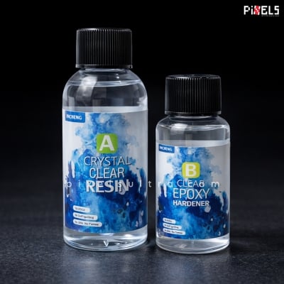 Picture of Jincheng Epoxy Resin (3:1)  100ml Pack (Resin 75ml + Hardener 25ml) Crystal clear Epoxy Resin with Hardener (CLEAR)