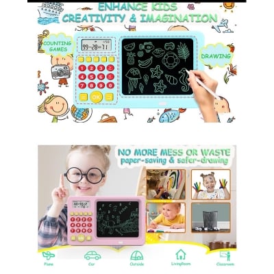 Picture of Children's Early Education Machine|Doodle Board 2 in 1-Inspire Math Interest, Auto-Grading, Personalized/Thinking Training,5 Challenging Modes,Kid's Arithmetic Trainer Toys, Massive Question Bank (Multicolor)