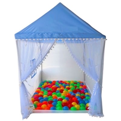 Picture of Baby Castle Tent House with Colorful Balls Tent House for Kids Indoor and Outdoor Castle tent house Large Playhouse with 40 pcs balls (Multicolor)