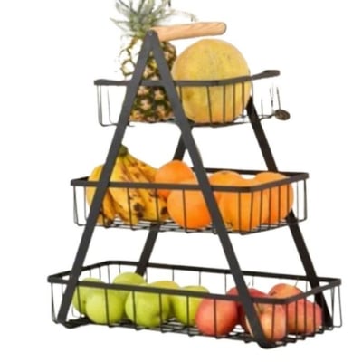 Picture of 2/3 Lavel Metal Fruit Basket Portable Kitchen Storage Countertop Rack - Stylish And Portable Storage Solution For Your Kitchen (3 LAYER)