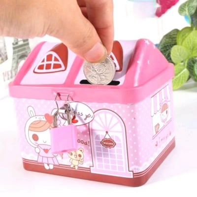 Picture of Unicorn Piggy Bank Cartoon House Money Box Coin Bank Money Bank Money Bank Money Box Coin Cabinet with Lock Gift Toys for Kids (Multicolor)