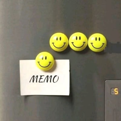 Picture of 6 PCS Round Cartoon Emoji Smile Smiley Face Fridge Magnets Refrigerator Magnetic Sticker Home Decoration (Yellow) (Yellow)