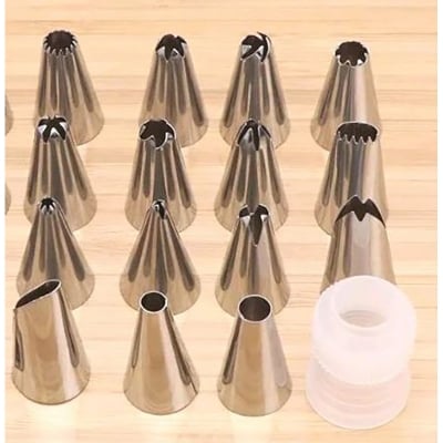 Picture of Cake Piping Tips Piping Tips 10 Pcs Cake Decorating Set Stainless Steel Piping Nozzles with Adapter Pastry Bag Baking Tools Nozzles Set Portable (Silver)