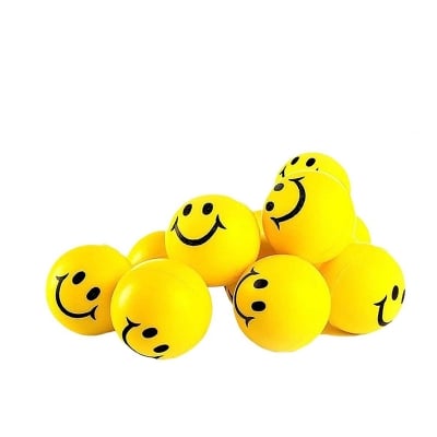 Picture of 2 PCS Emoji Squeeze Balls,  Funny Face Squishy Party Bag Fillers for Kids Unisex, Stress & Anxiety Relief Fidget Toy, Sensory Toys 6 Cm Stress Ball Emoji Squeeze Ball Exercise Stress Ball Pu Rubber Toy - (Yellow)