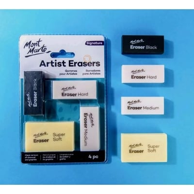 Picture of Eraser Set – 4 Pieces – Artist Erasers in Different Sizes and Shapes – Ideal for Erasing Graphite and Charcoal (Multicolor)