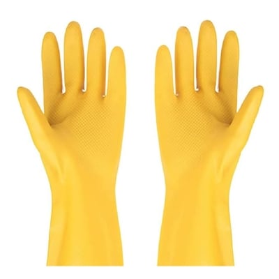 Picture of 1 Pairs Cleaning Gloves, Waterproof Rubber Gloves for Washing Dishes, Non-Slip Latex Dishwashing Gloves (Yellow)
