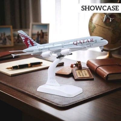 Picture of 20 cm Qatar Airways Airplane Aircraft Model Gift Desktop Decor Collection (White)