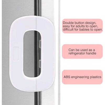 Picture of White Home Refrigerator Fridge Freezer Door Lock -Baby Safety Child Lock,Latch Catch Toddler Kids Child Cabinet Fridge Locks,Easy to Install and Use 3M Adhesive no Tools Need or Dril (White)