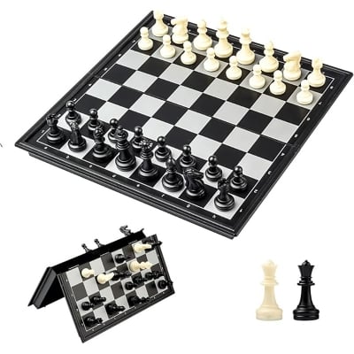 Picture of Chess Chess Set Folding Magnetic Plastic Chessboard Board Game Portable Kid Toy Gift Chesses (Multicolor)