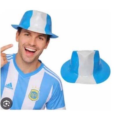 Picture of 2 Pcs Argentina Cowboy Hat Football Fan Accessory Premium plastic Cap for Argentina Fans (Blue,Int: One size)