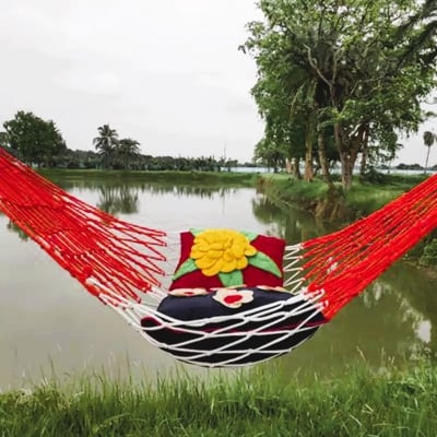 Picture of Handmade Hammock Swing, Camping Hammock Swing for Balcony, Home, Indoor and Outdoor, Hanging Rope Bed Swing (Multicolor)