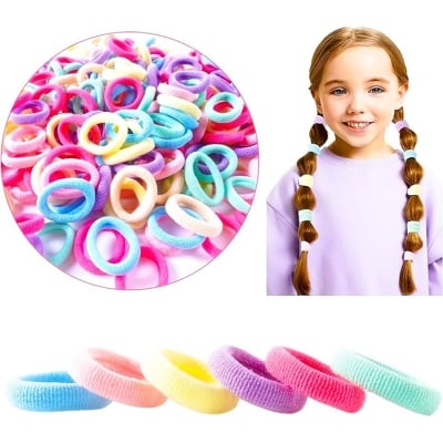 Picture of 100Pcs Elastic Hair Ties, Colorful Hair Rubber Bands (Multicolor,12 Years)
