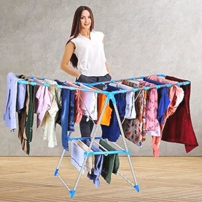 Picture of Stainless Steel Heavy Duty Foldable Cloth Drying Stand For Balcony (Butterfly Stand) (Blue)