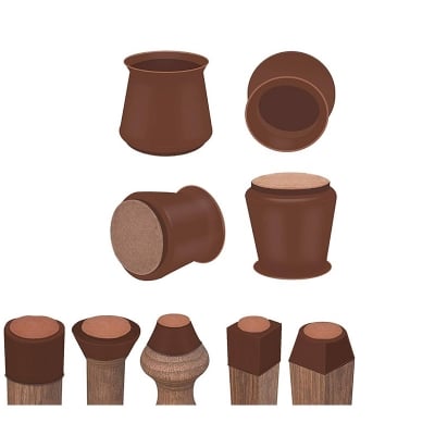 Picture of Silicone Chair Leg Caps With Felt Wood Floor Protectors Furniture Leveling Feet Cover (Chocolate)