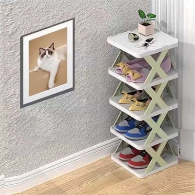Picture of 5 Layer shoe rack plastic folding shoe organizer (Multicolor)