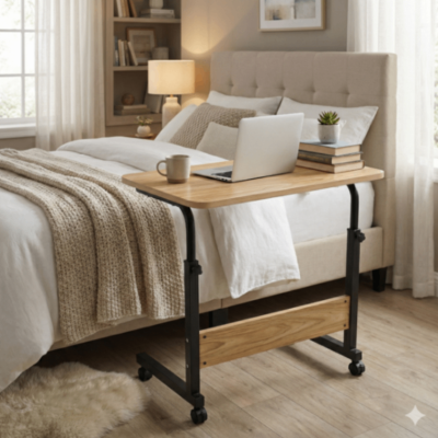 Picture of Height adjustable portable table, sofa and bed side table, desk table for studying and using a laptop (Brown)