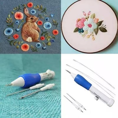 Picture of Sewing Punch Needle Kit, Felting, Adjustable Punch Needle Tool, Sewing, Sewing Needle. Embroidery Pen. Rug Hooking Punch Needle Yarn 