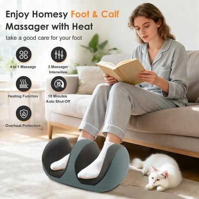 Picture of Electric Foot Massager with Heat, Deep Tissue Foot and Calf Massager for Relaxation (Grey)