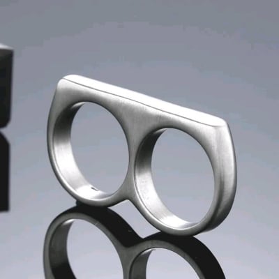 Picture of Stainless Steel Double Finger Ring Men Party 2 Fingers Ring Rebellious Ring Personality Fashion Jewelry Boy (Multicolor)