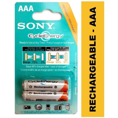 Picture of Sony AAA Cycle Energy Rechargeable Battery Small pencil battery 4600mAh High-Capacity for Cameras and Electronics 
